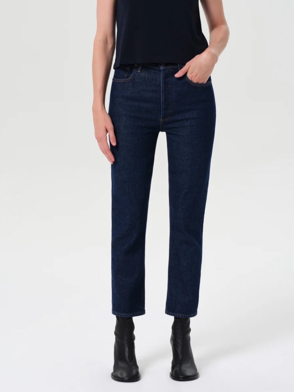 Agolde Riley High Rise Straight Jeans Dark Indigo